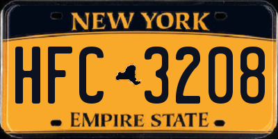 NY license plate HFC3208