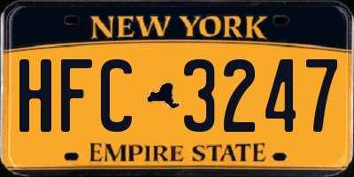NY license plate HFC3247