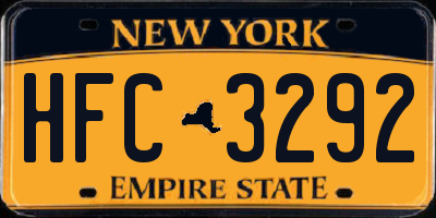 NY license plate HFC3292