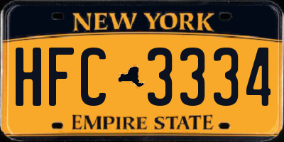 NY license plate HFC3334