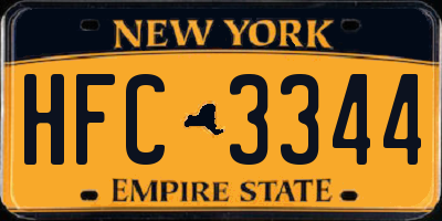 NY license plate HFC3344