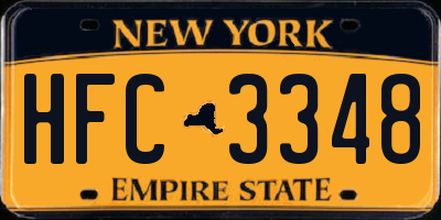 NY license plate HFC3348