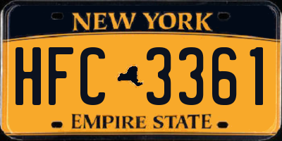 NY license plate HFC3361