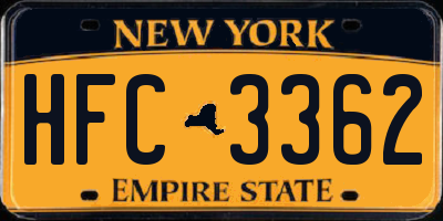 NY license plate HFC3362