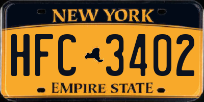 NY license plate HFC3402