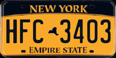 NY license plate HFC3403