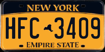 NY license plate HFC3409