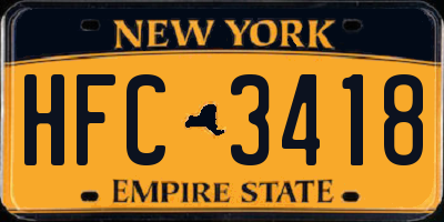 NY license plate HFC3418