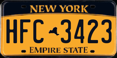 NY license plate HFC3423