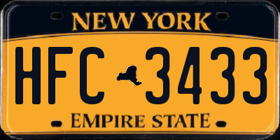 NY license plate HFC3433