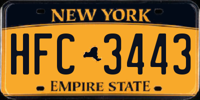 NY license plate HFC3443