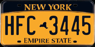 NY license plate HFC3445