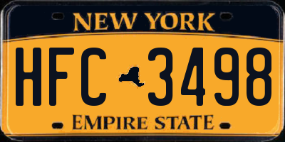 NY license plate HFC3498