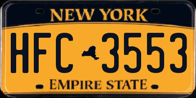 NY license plate HFC3553