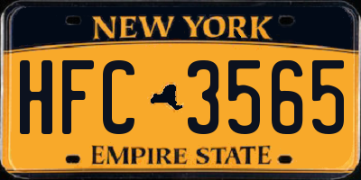 NY license plate HFC3565