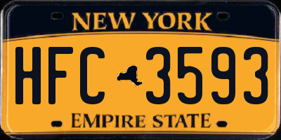 NY license plate HFC3593
