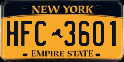 NY license plate HFC3601