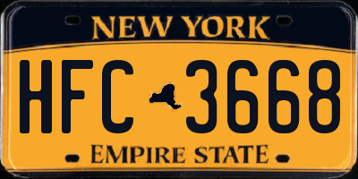 NY license plate HFC3668