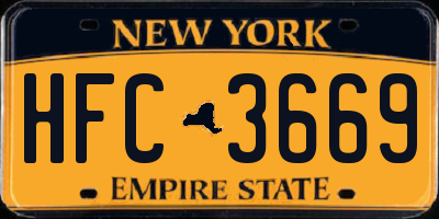 NY license plate HFC3669