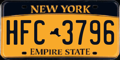 NY license plate HFC3796