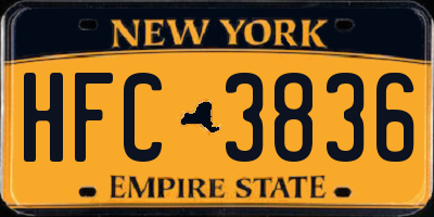 NY license plate HFC3836