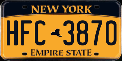 NY license plate HFC3870
