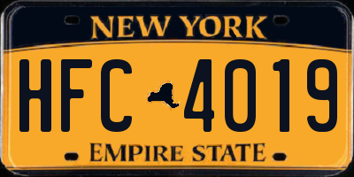 NY license plate HFC4019