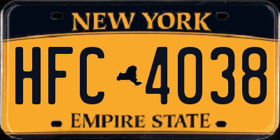 NY license plate HFC4038