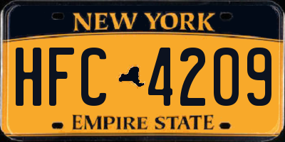 NY license plate HFC4209