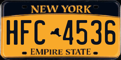 NY license plate HFC4536