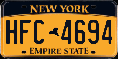 NY license plate HFC4694
