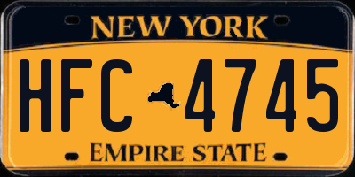 NY license plate HFC4745
