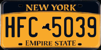 NY license plate HFC5039
