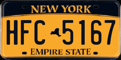 NY license plate HFC5167