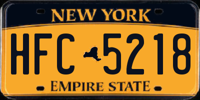 NY license plate HFC5218