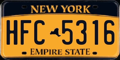 NY license plate HFC5316