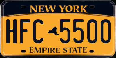 NY license plate HFC5500