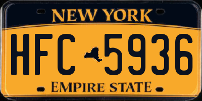 NY license plate HFC5936
