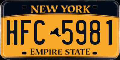 NY license plate HFC5981