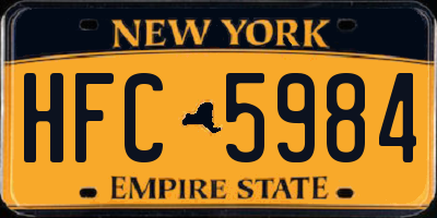 NY license plate HFC5984
