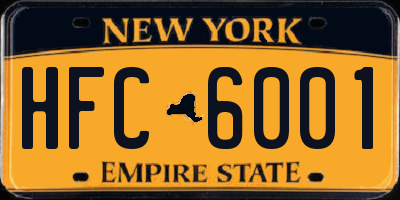 NY license plate HFC6001