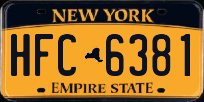 NY license plate HFC6381
