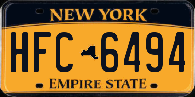 NY license plate HFC6494
