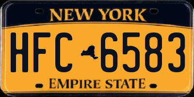 NY license plate HFC6583