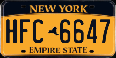 NY license plate HFC6647