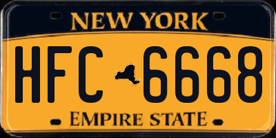 NY license plate HFC6668