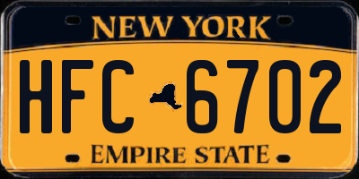 NY license plate HFC6702