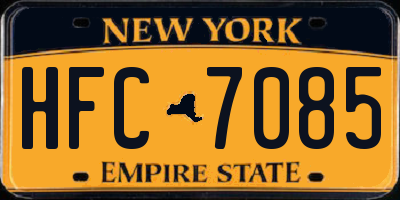 NY license plate HFC7085