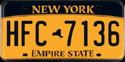 NY license plate HFC7136