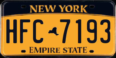 NY license plate HFC7193